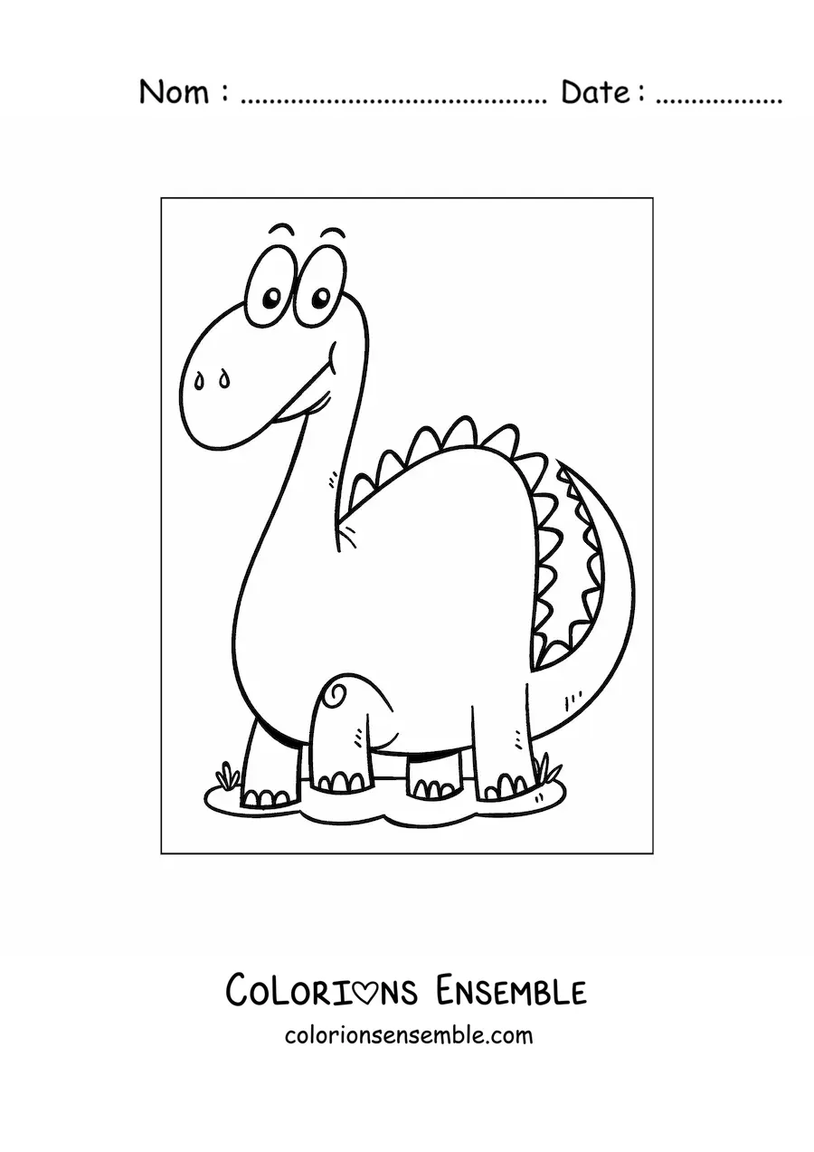Image à colorier d’un grand dinosaure au long cou en dessin animé