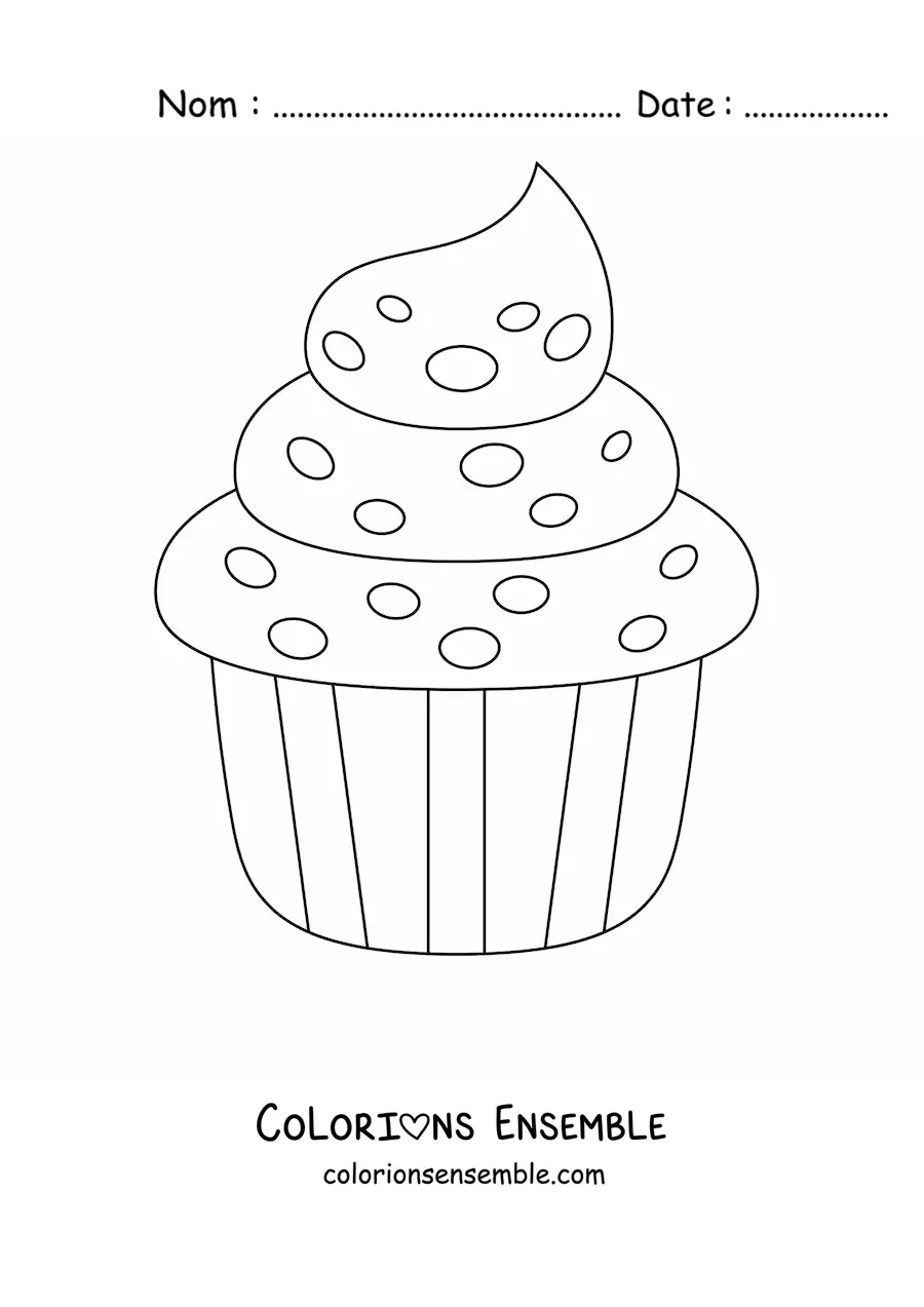 Image à colorier d'un cupcake avec du glaçage