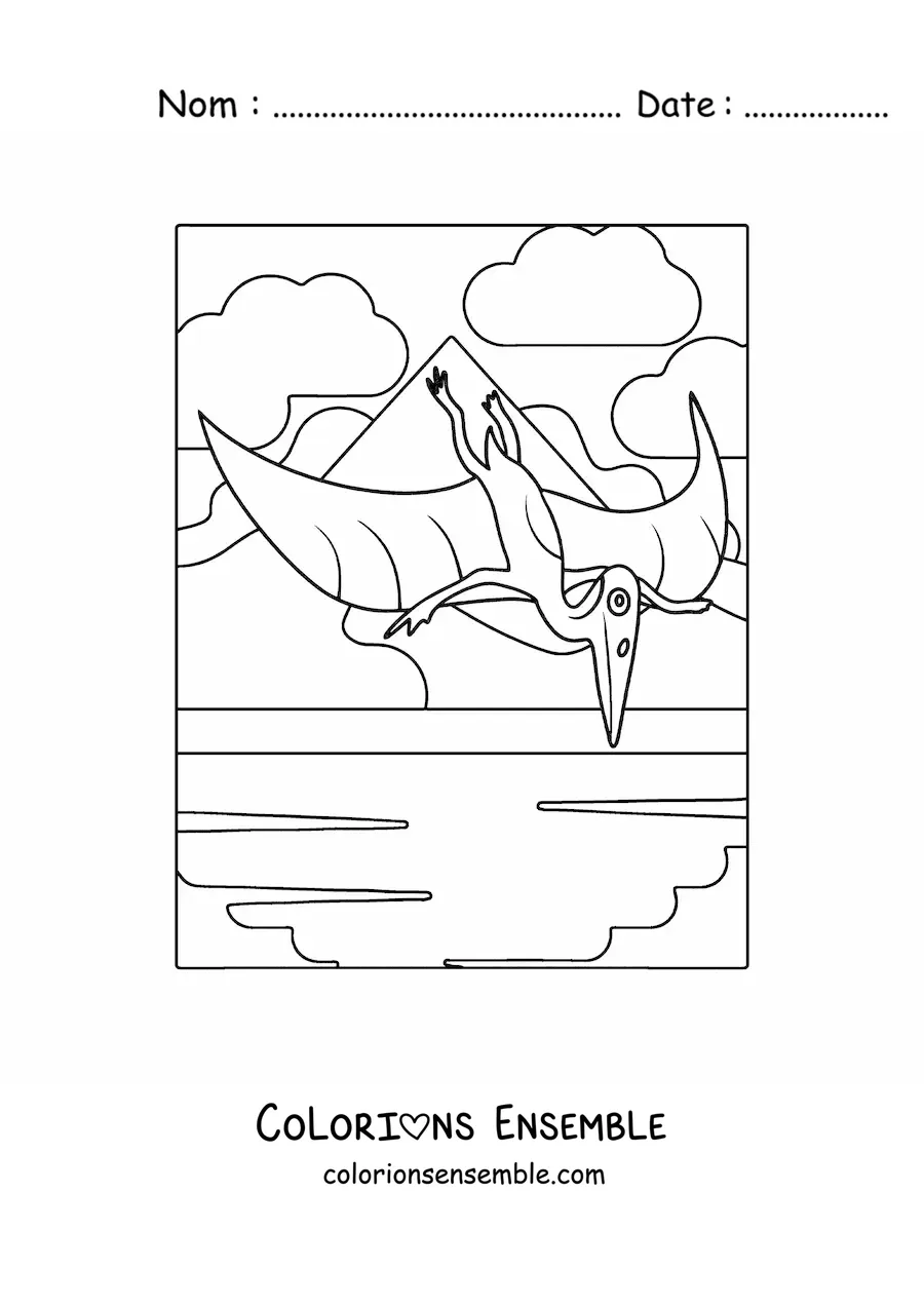 Image à colorier d’un dinosaure volant tout simple