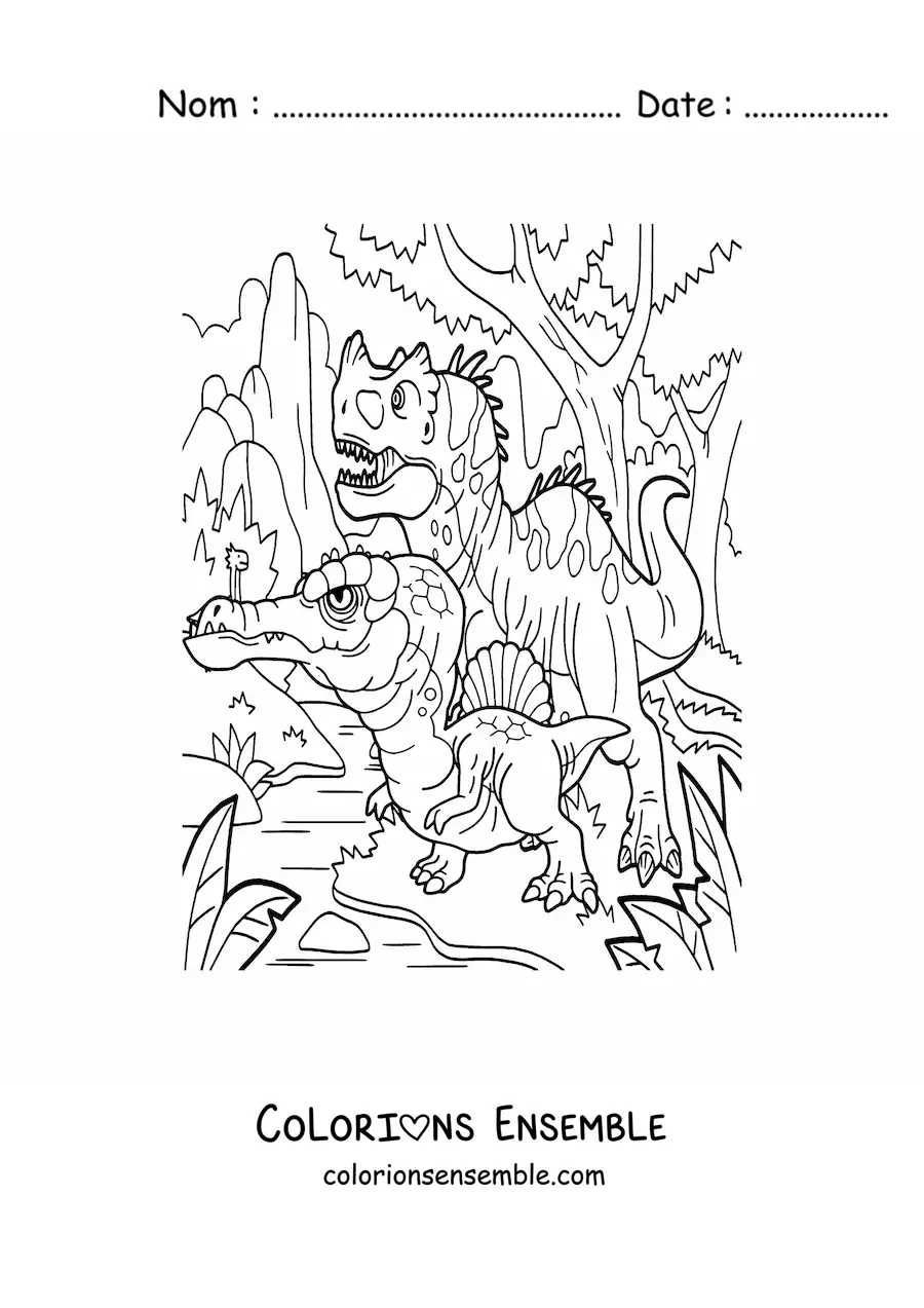 Image à colorier de dinosaures carnivores dangereux