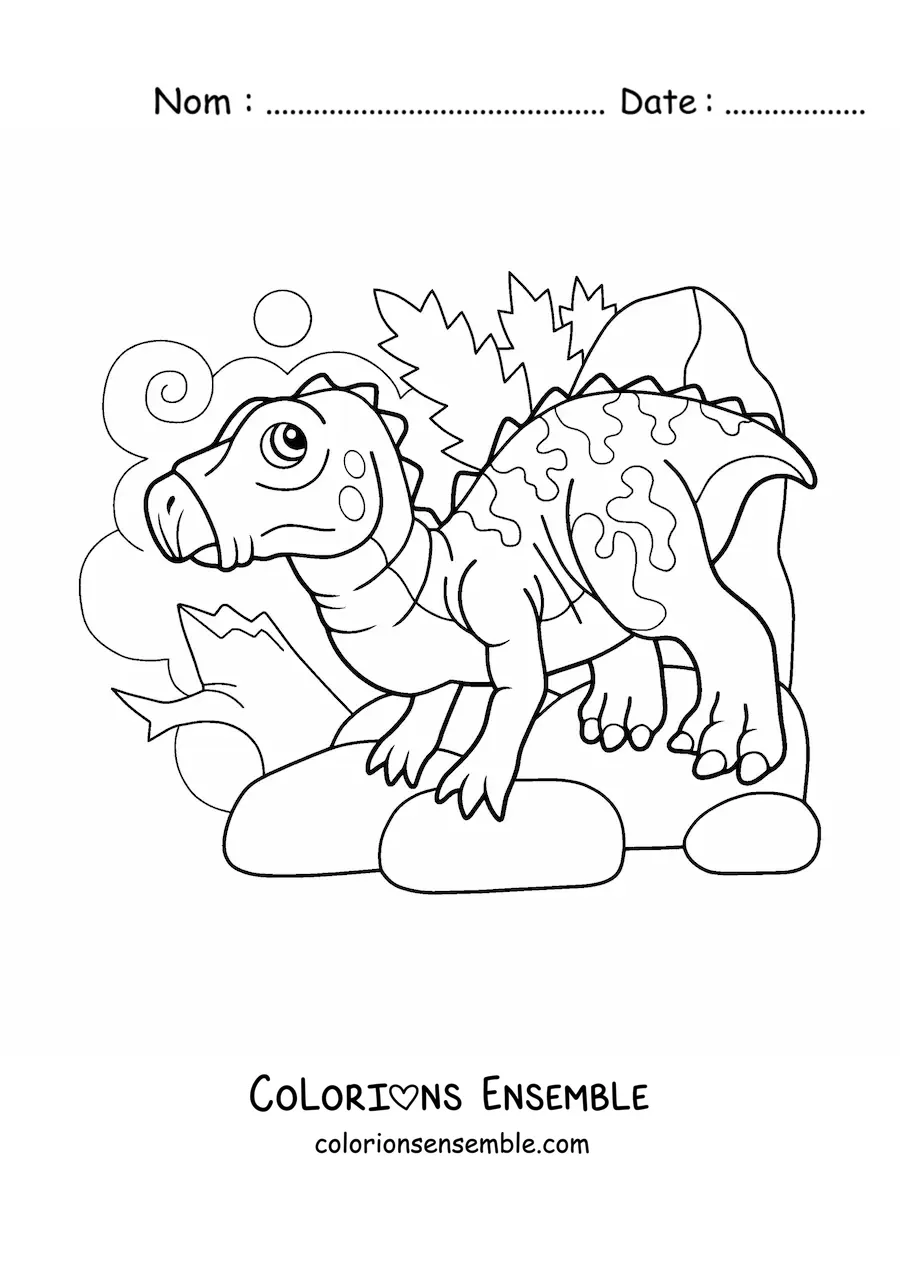 Image à colorier d’un bébé dinosaure carnivore bipède