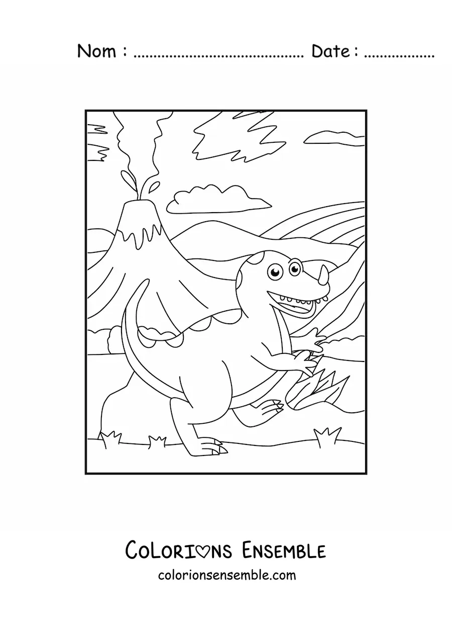 Image à colorier d’un dinosaure carnivore terrestre rigolo