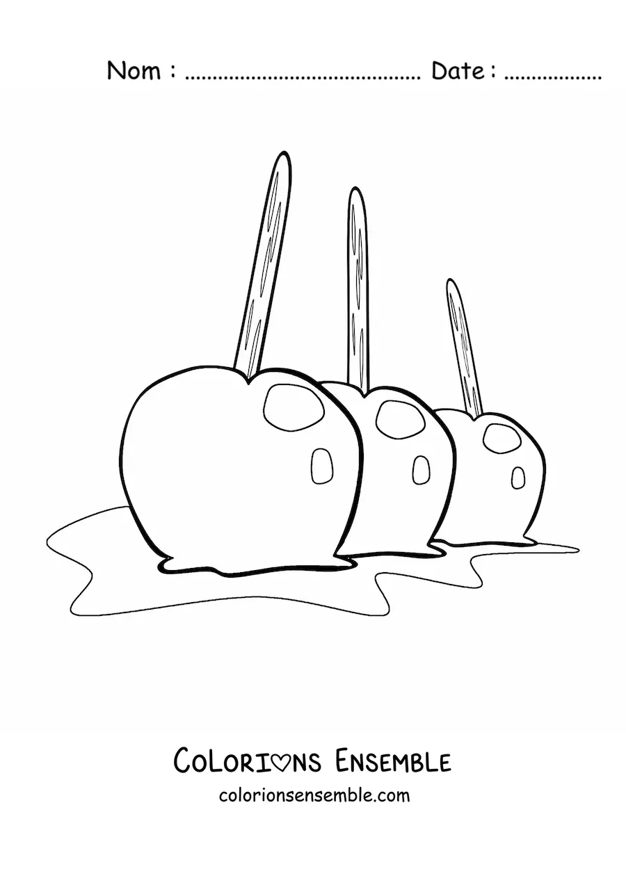 Image à colorier de trois pommes d’amour