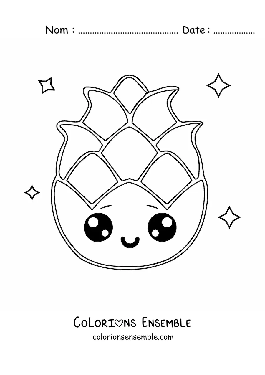 Image à colorier d’un grand fruit du dragon kawaii
