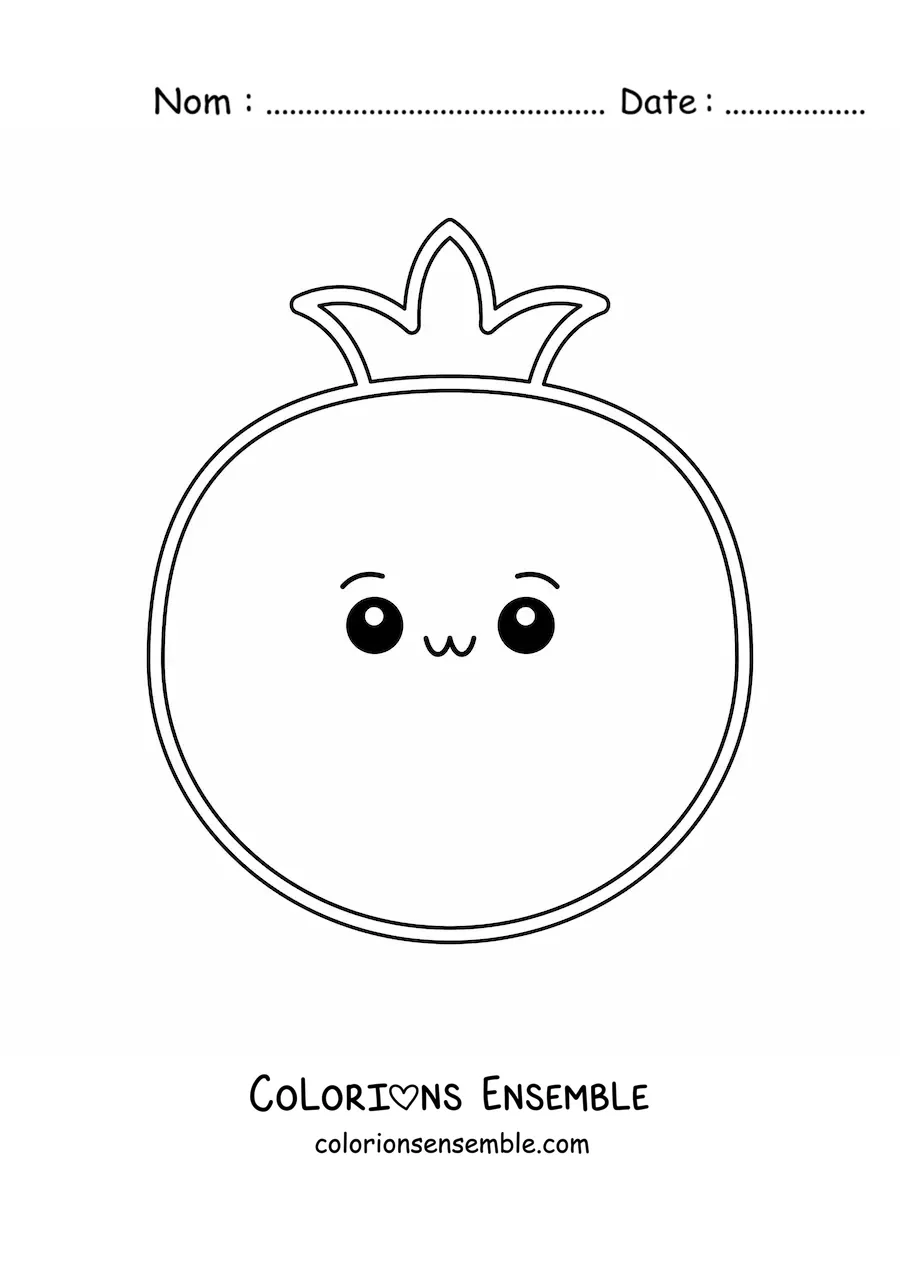 Image à colorier facile d’une tomate kawaii