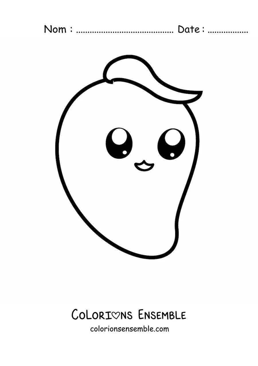 Image à colorier d'une mangue kawaii