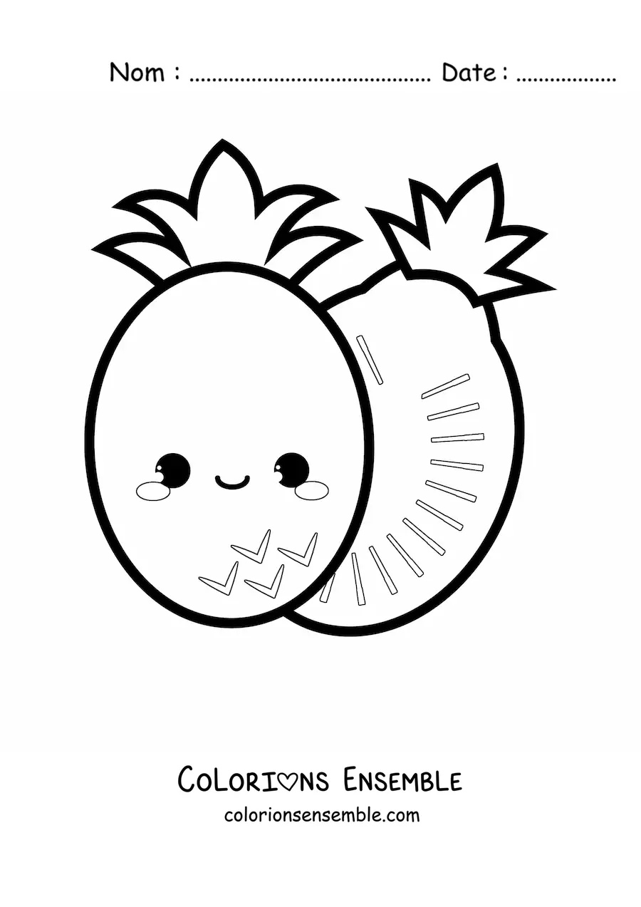Image à colorier d'un ananas mignon
