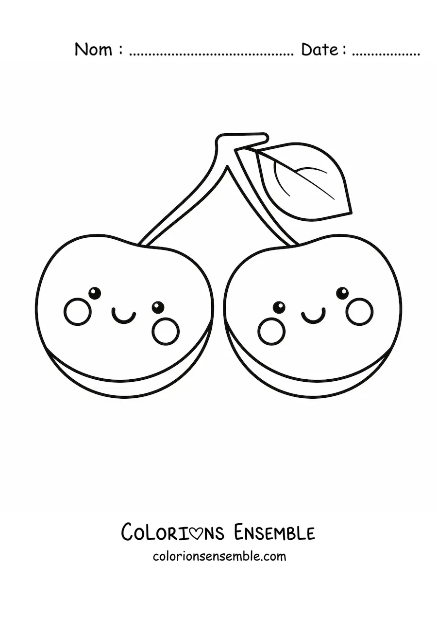 Image à colorier de jolies cerises