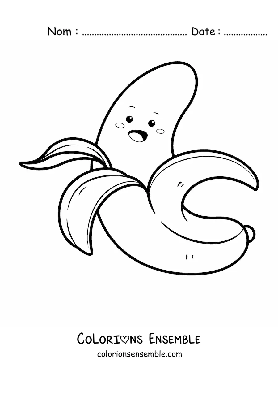 Image à colorier d'une banane adorable