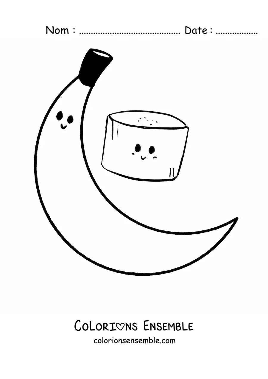 Image à colorier d'une jolie banane