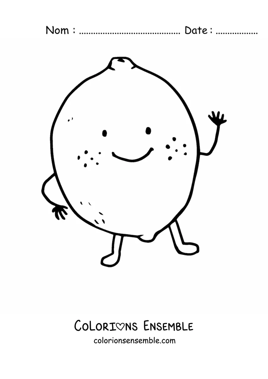 Image à colorier d'un citron animé