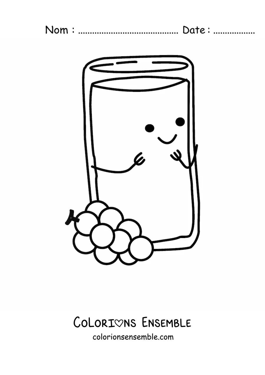 Image à colorier d'un joli jus de raisin