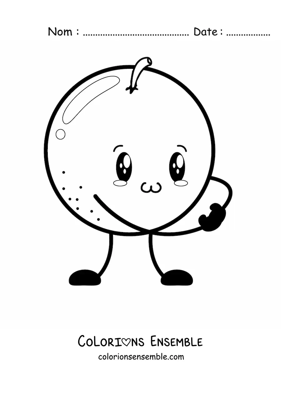 Image à colorier d'une jolie orange animée