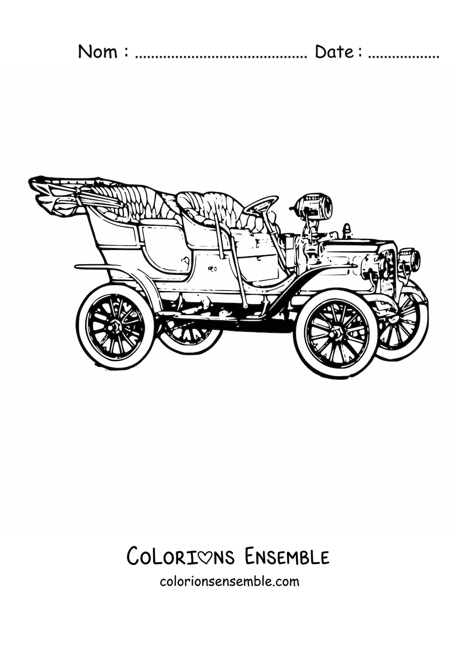 Image à colorier d’une voiture ancienne modèle T