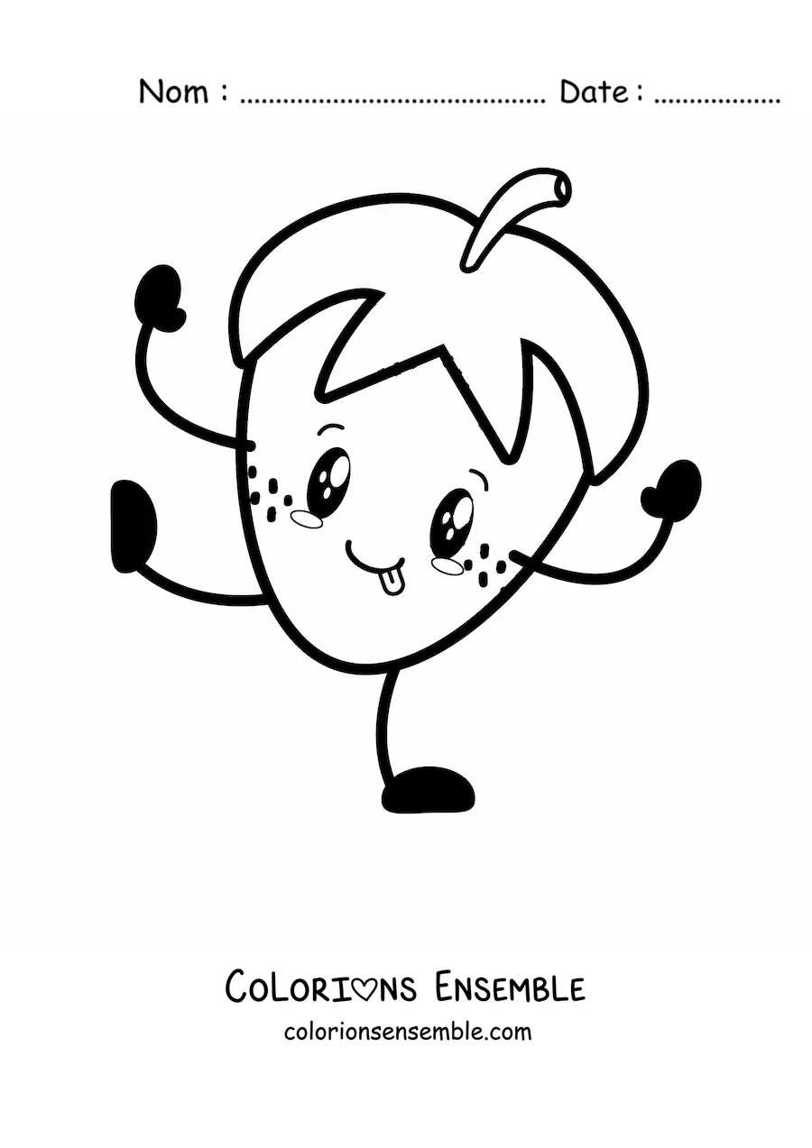Image à colorier d'une fraise animée