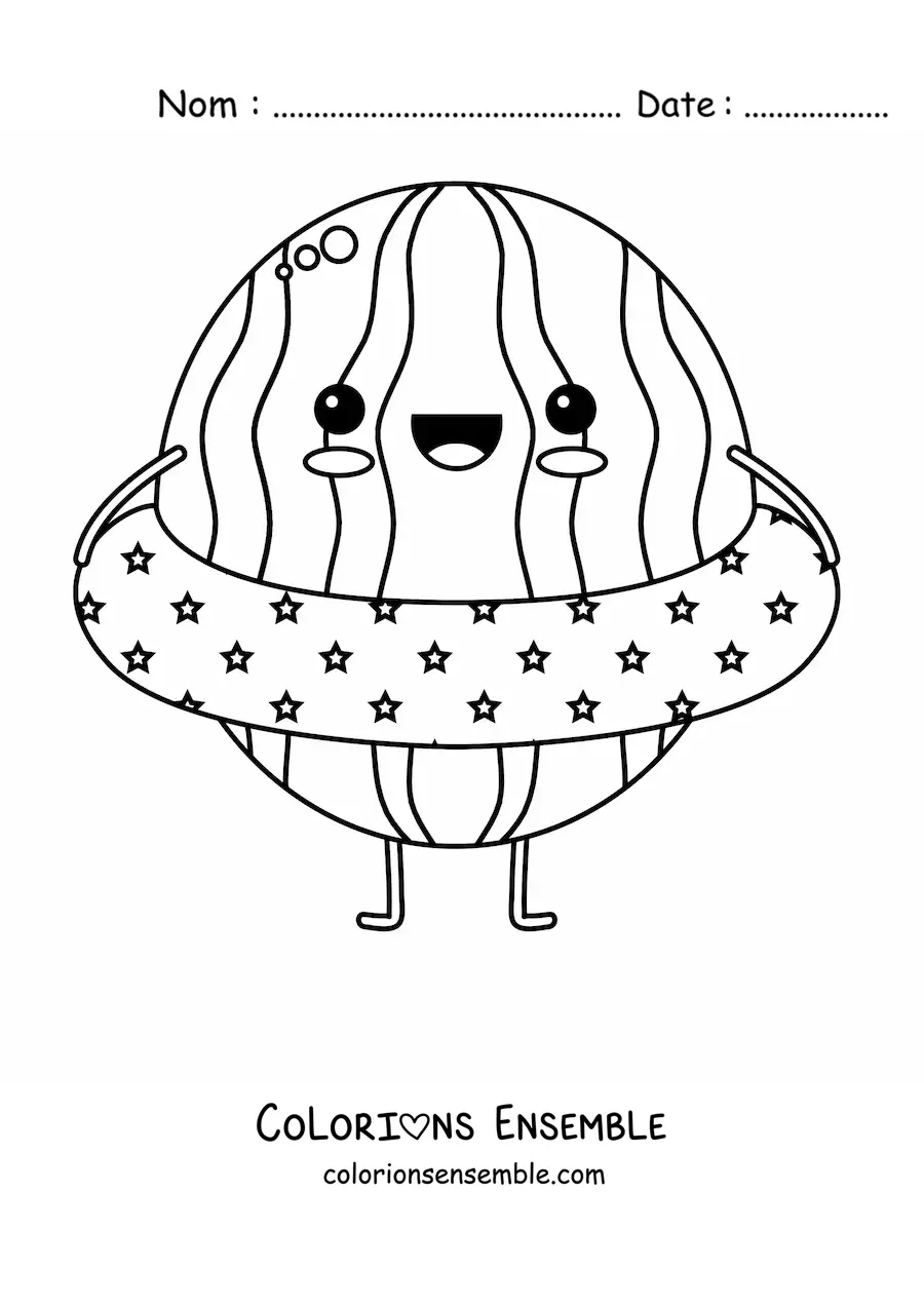 Image à colorier d'une pastèque kawaii animée