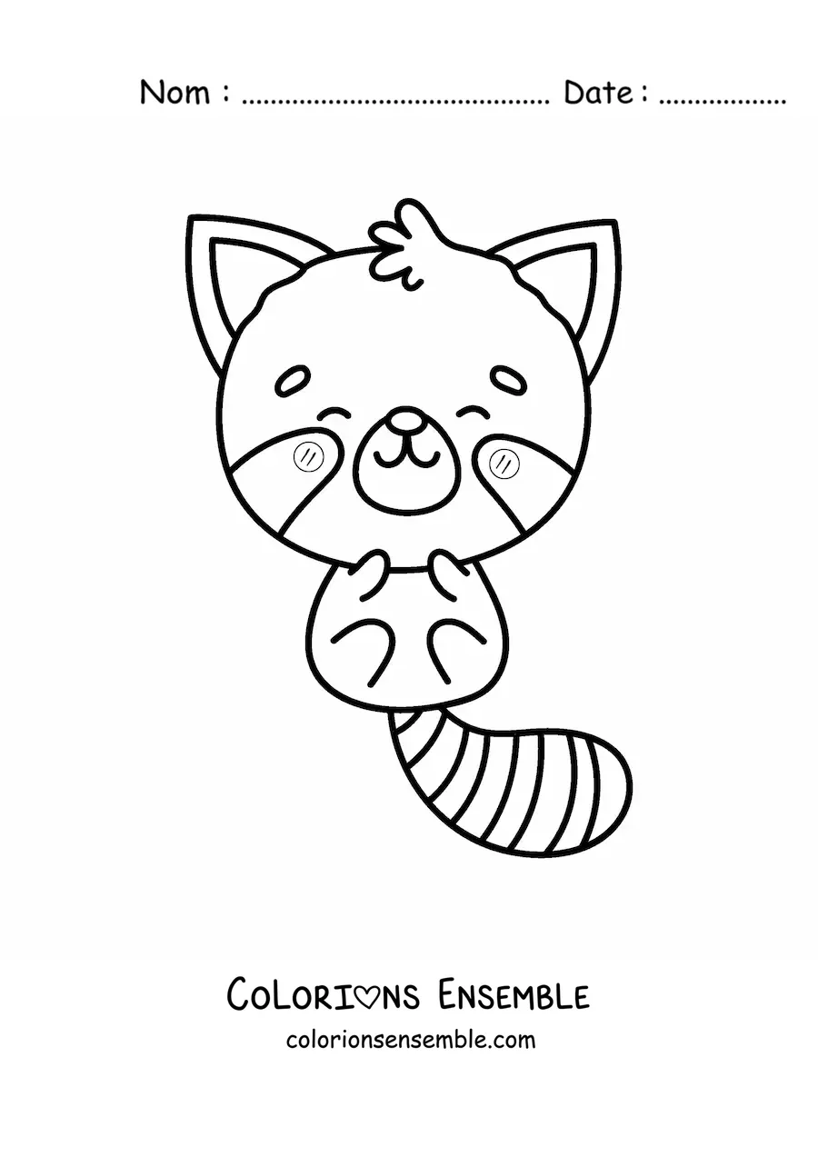 Image à colorier d'un grand panda roux kawaii