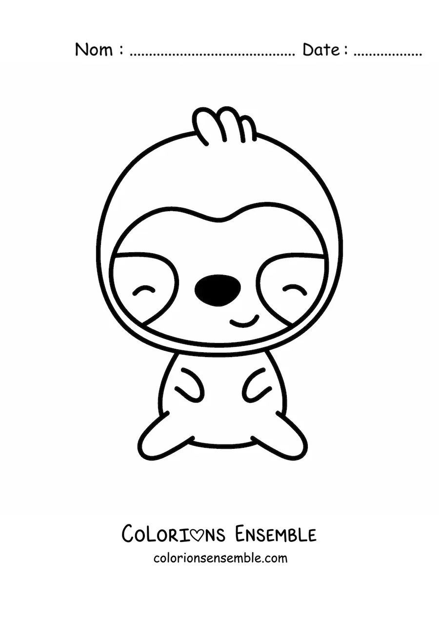 Image à colorier d'un grand paresseux kawaii