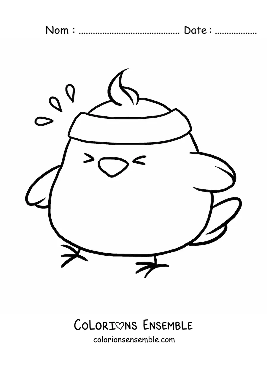 Image à colorier d'un poussin kawaii sportif
