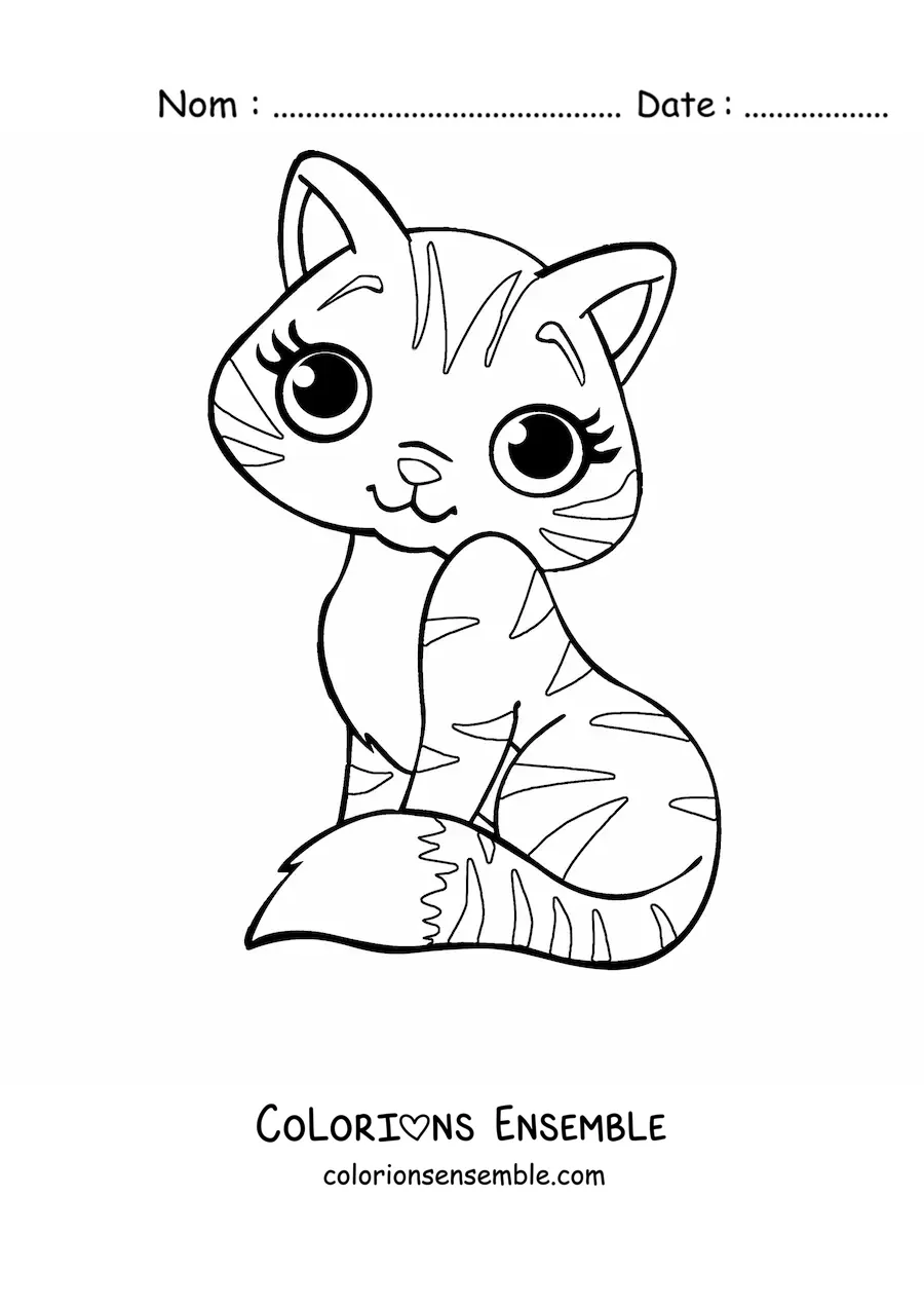Coloriage d'un chat façon dessin animé