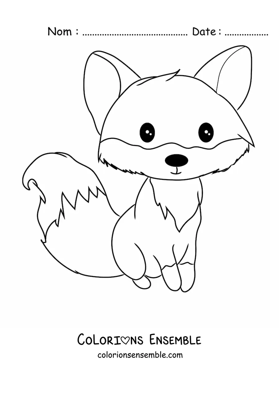 Coloriage d'un renard kawaii assis