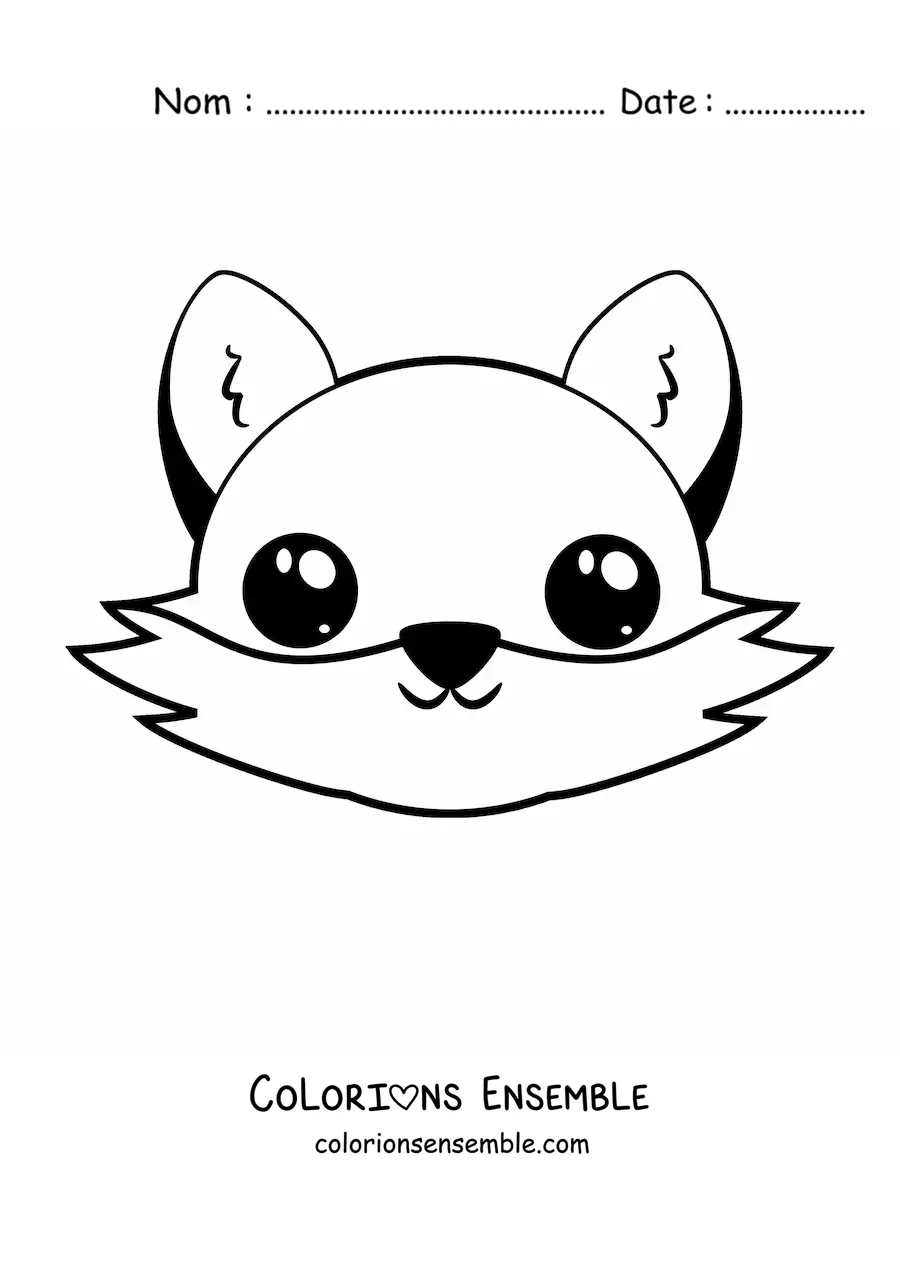 Coloriage d'un visage de renard kawaii