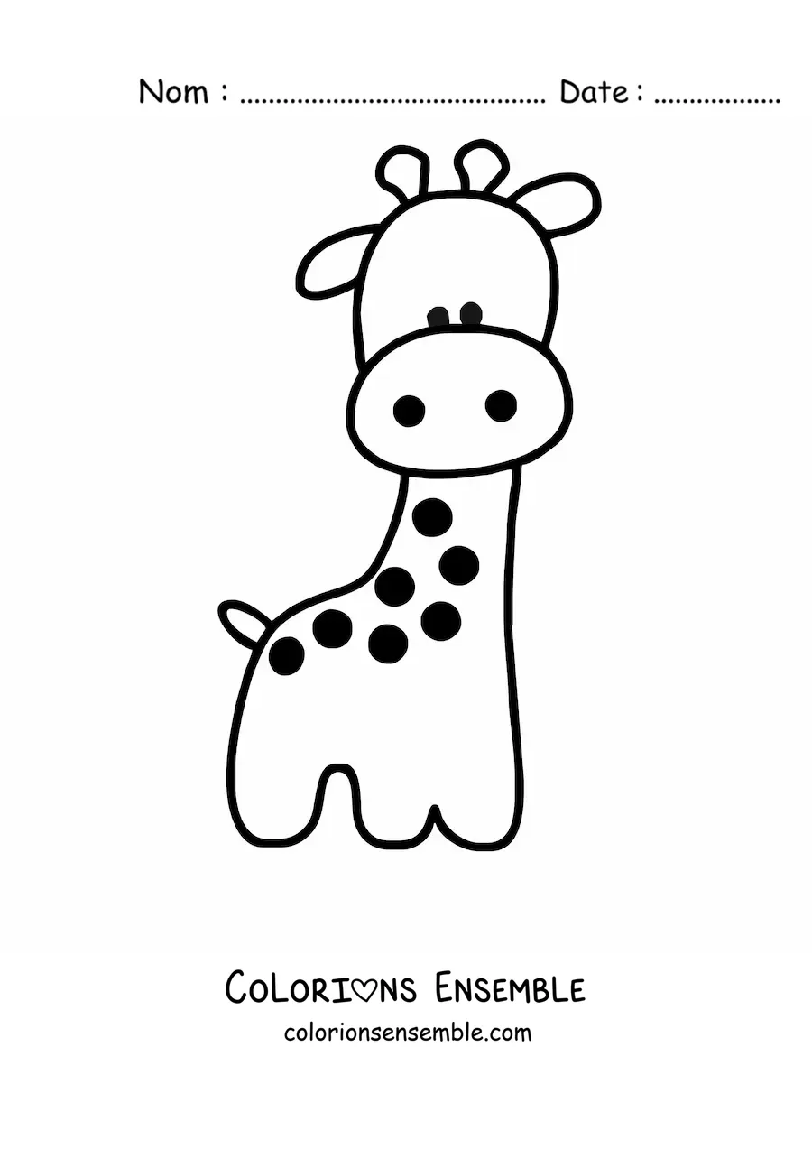 Coloriage d'une girafe toute mignonne