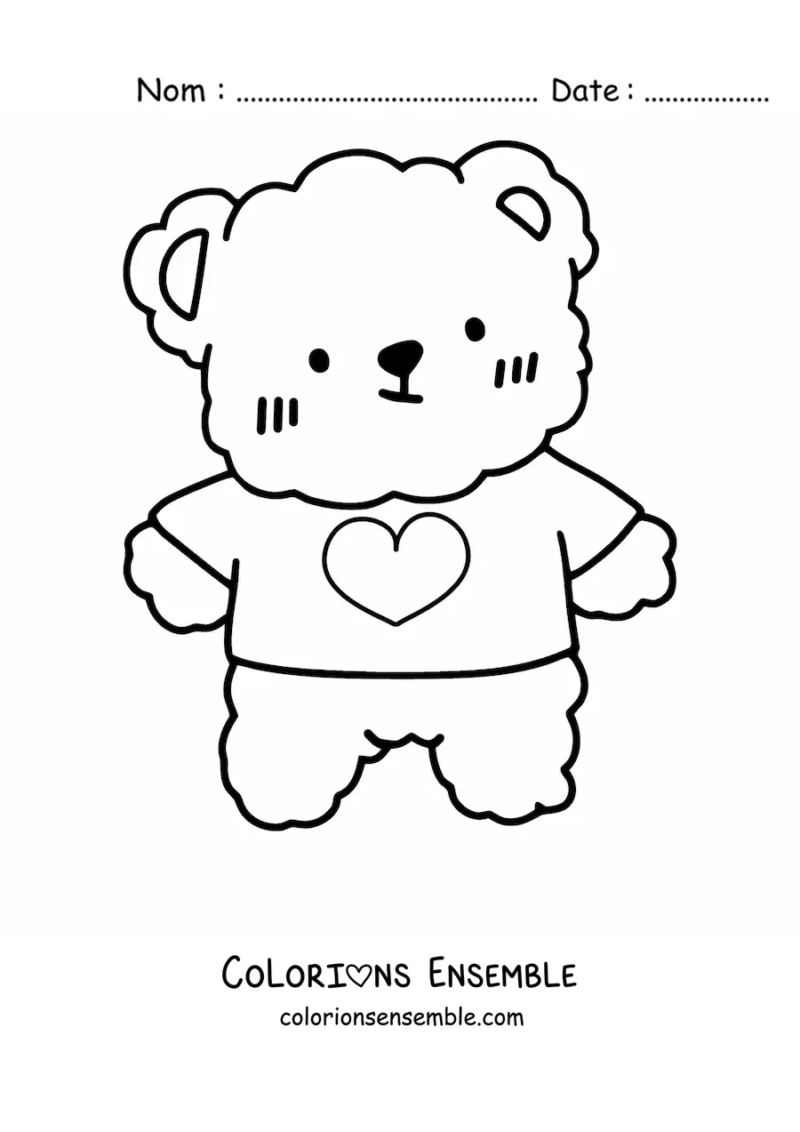 Coloriage d'un ours en peluche kawaii
