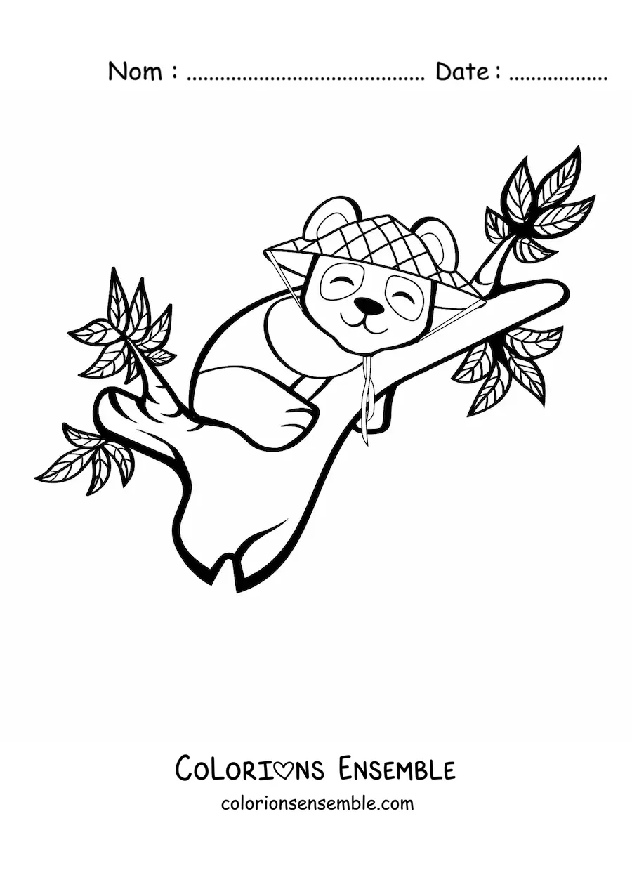Coloriage d'un panda kawaii qui dort