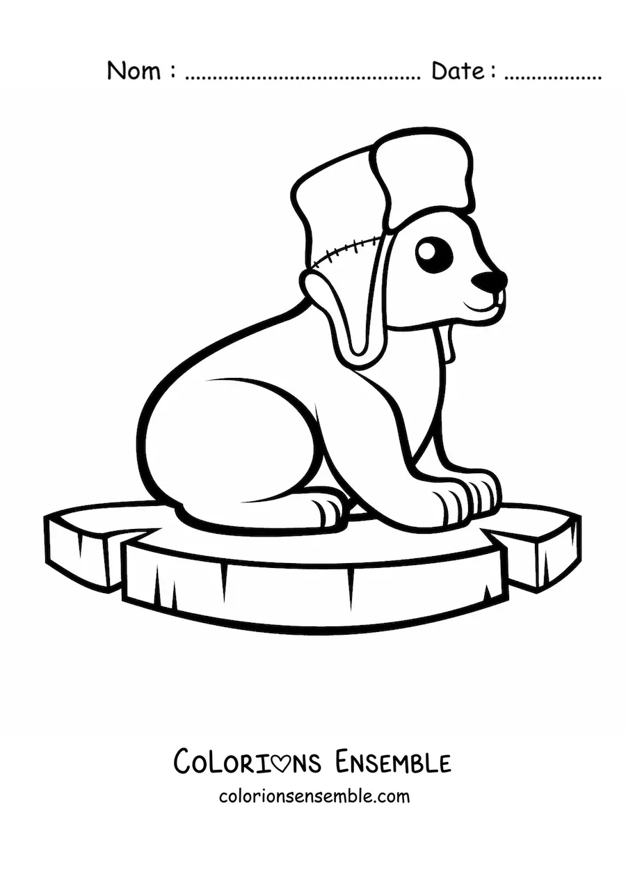 Coloriage d'un ours polaire kawaii avec un chapeau