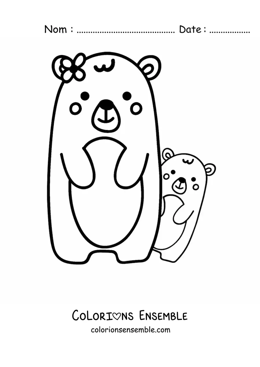 Coloriage d'une maman ours et de son bébé