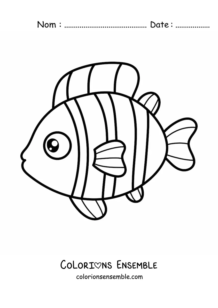 Coloriage d'un poisson-clown kawaii