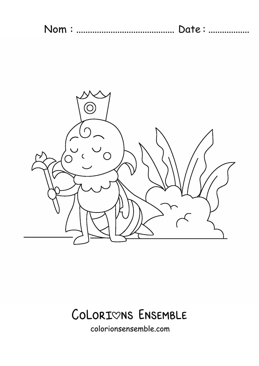 Coloriage d'une reine des abeilles façon dessin animé