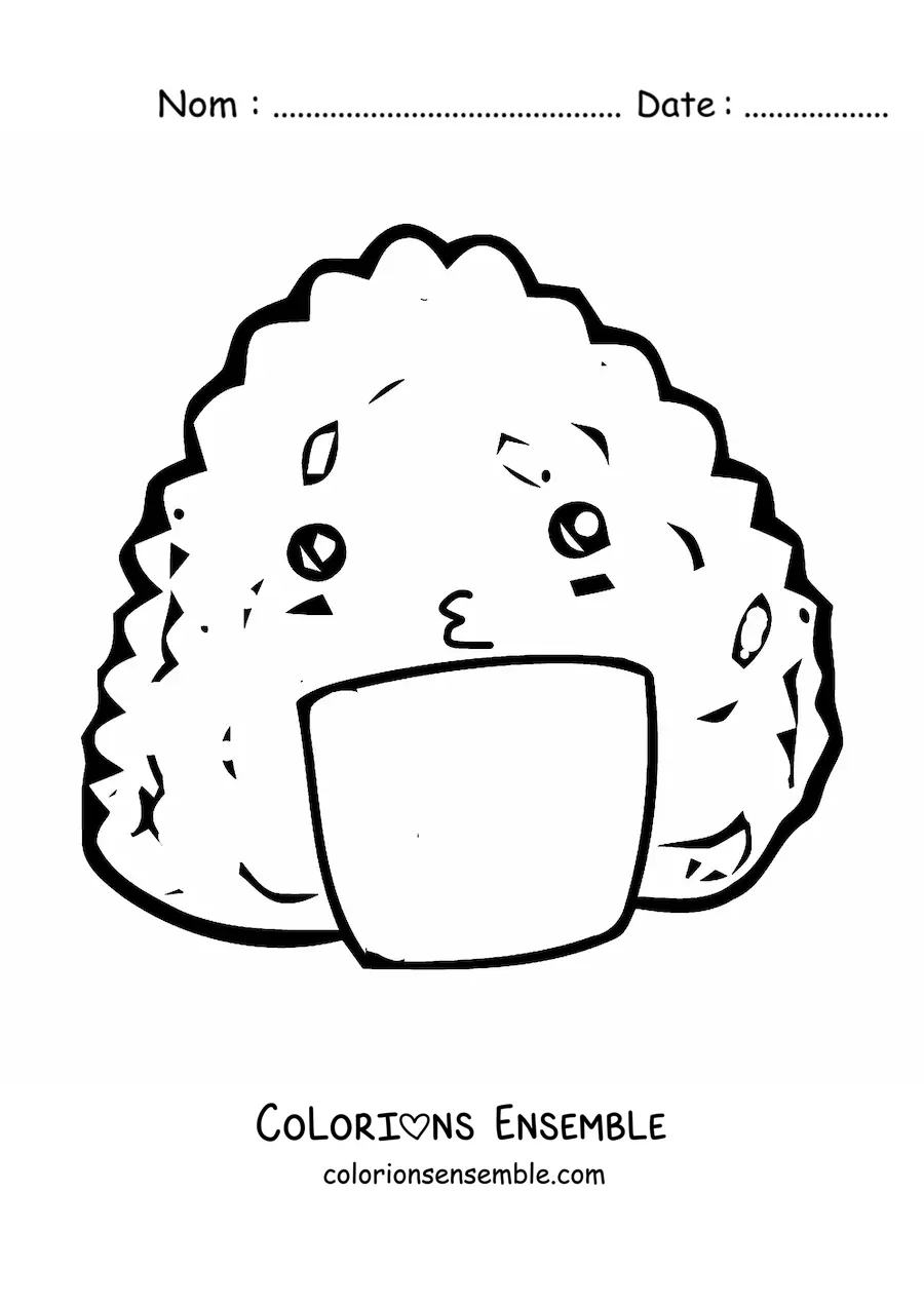 Coloriage facile d'un onigiri japonais kawaii
