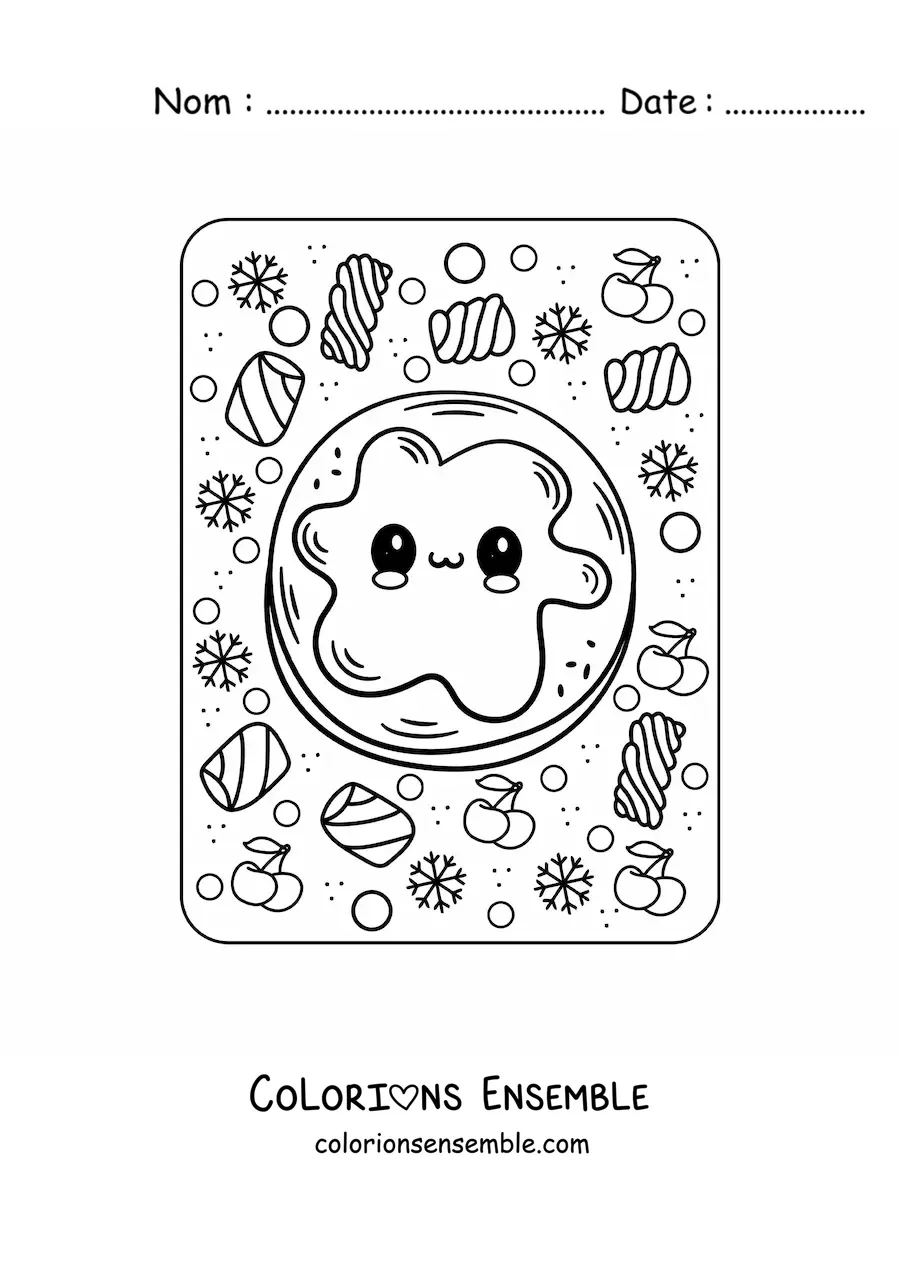Image à colorier d'un pancake avec de la confiture kawaii