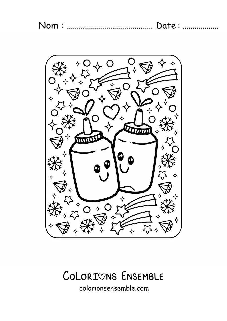 Image à colorier de grandes sauces kawaii
