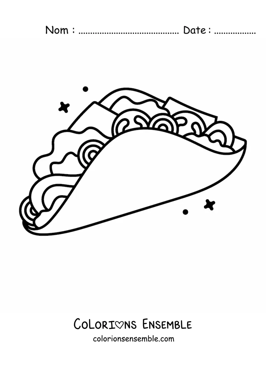 Image à colorier d'un taco