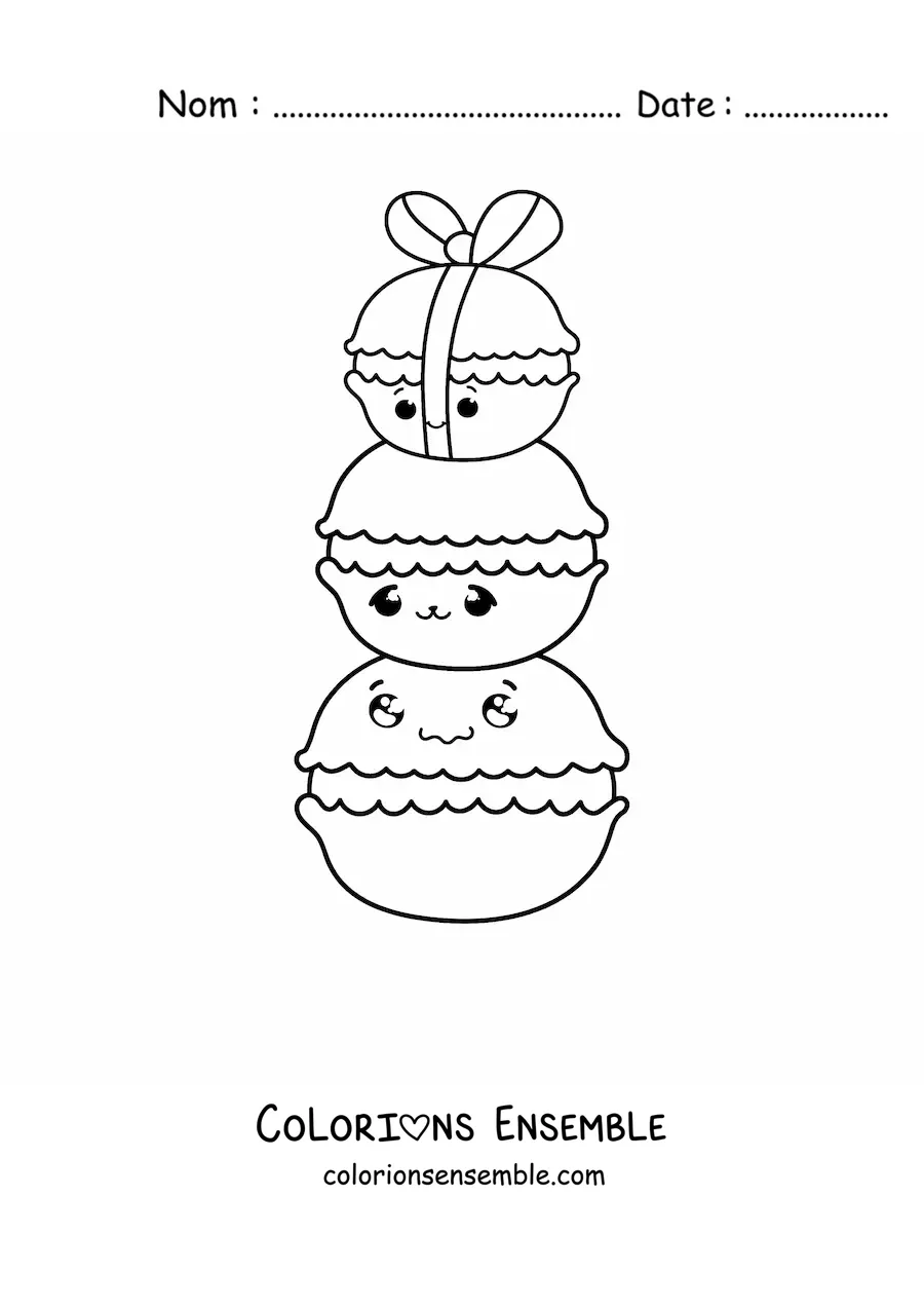 Image à colorier de macarons kawaii