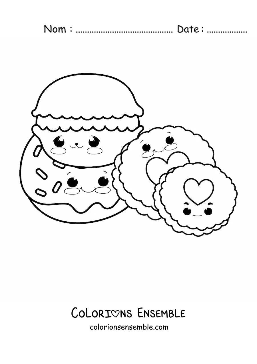 Image à colorier de biscuits kawaii
