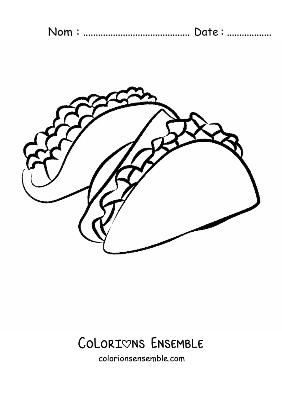 Image à colorier de deux tacos