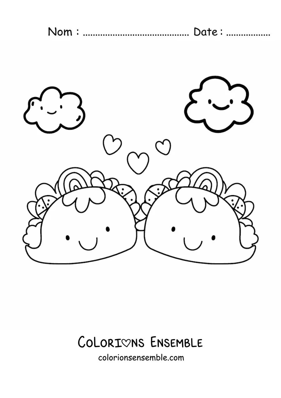 Image à colorier de tacos kawaii