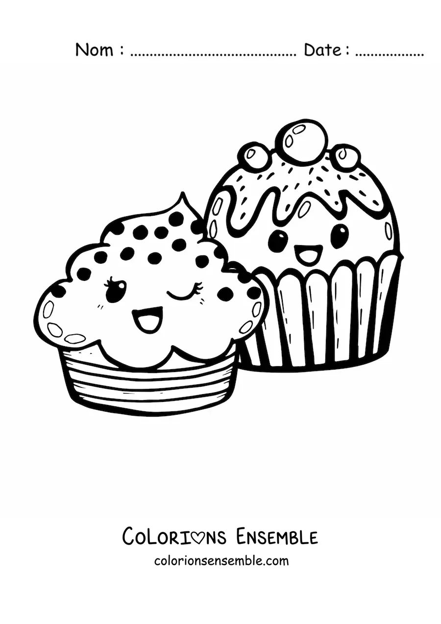 Image à colorier de jolis cupcakes
