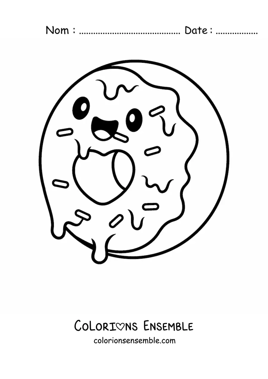 Image à colorier d'un donut kawaii