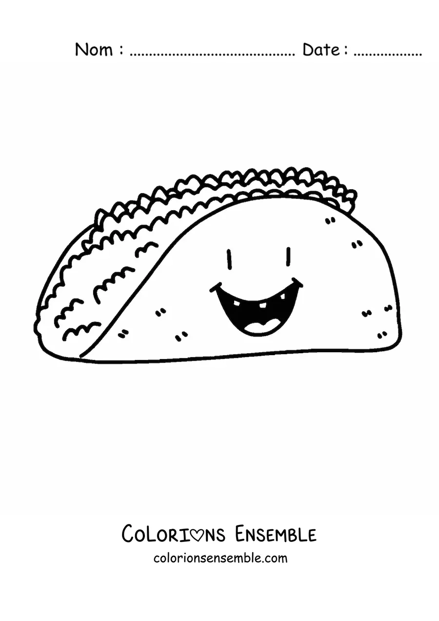 Image à colorier d'un taco animé