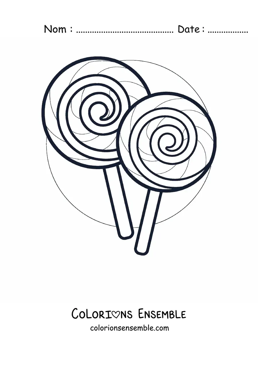 Image à colorier de deux sucettes en spirale