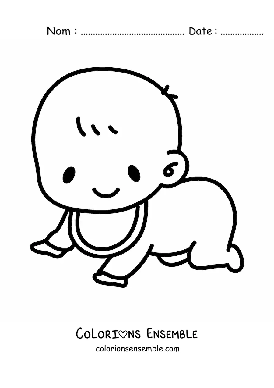 Image à colorier d'un bébé qui rampe