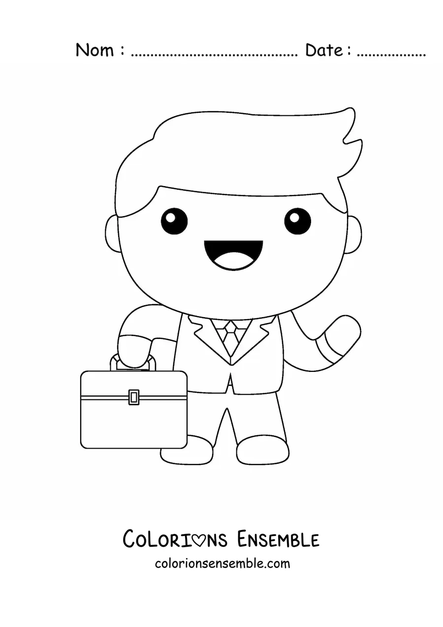 Image à colorier d'un homme en costume kawaii