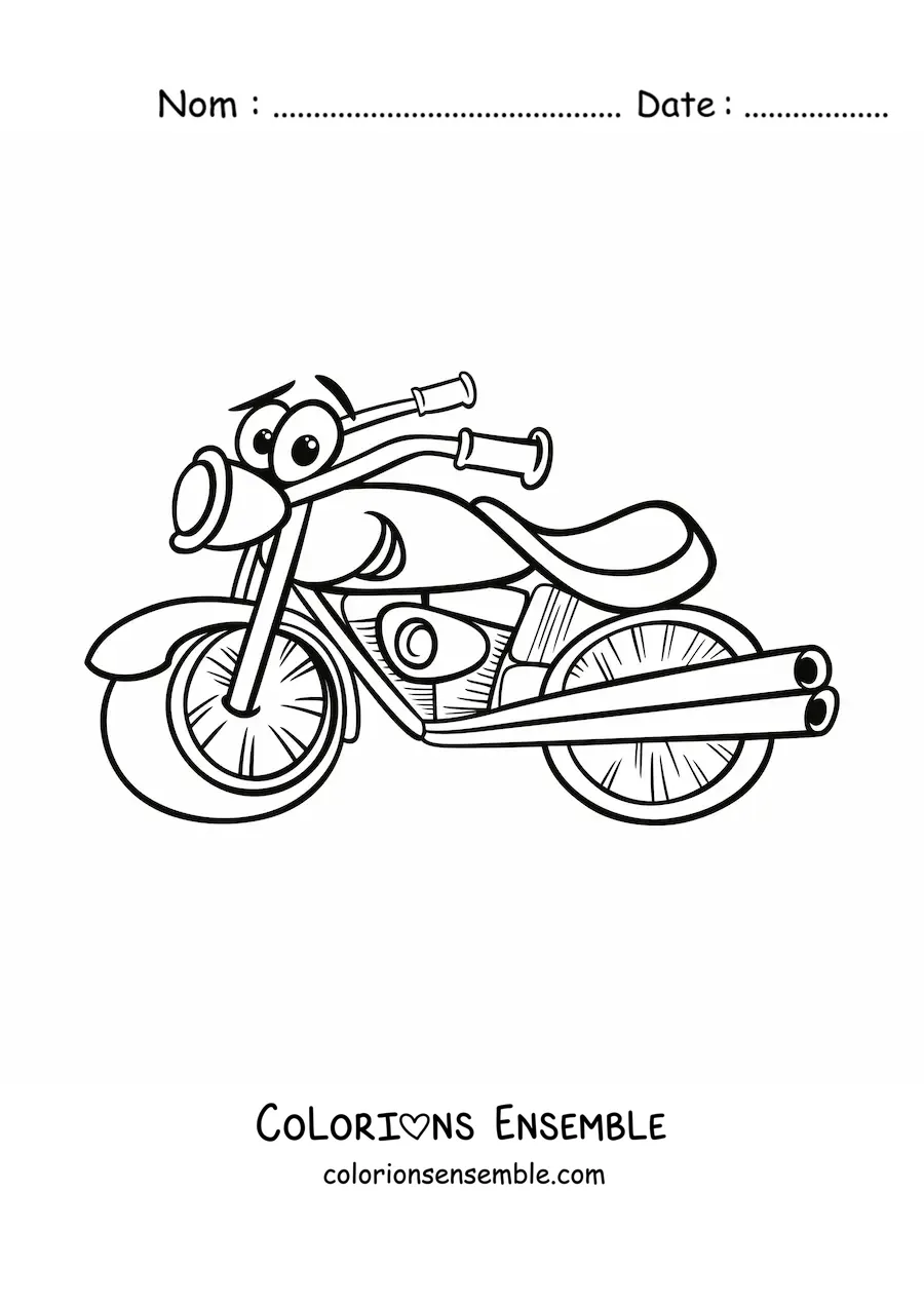 Image à colorier d'une moto animée