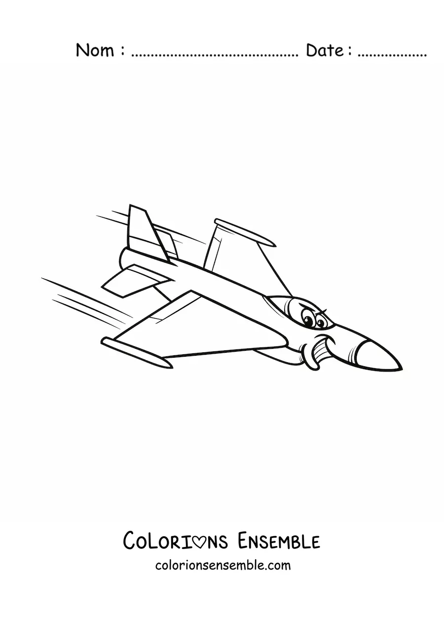Image à colorier d'un avion de guerre animé