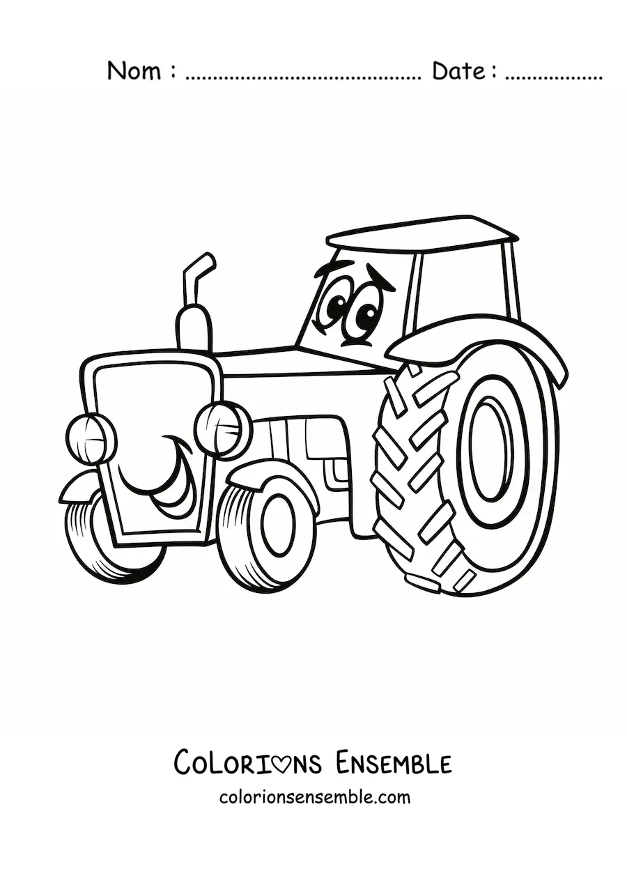 Image à colorier d'un tracteur animé